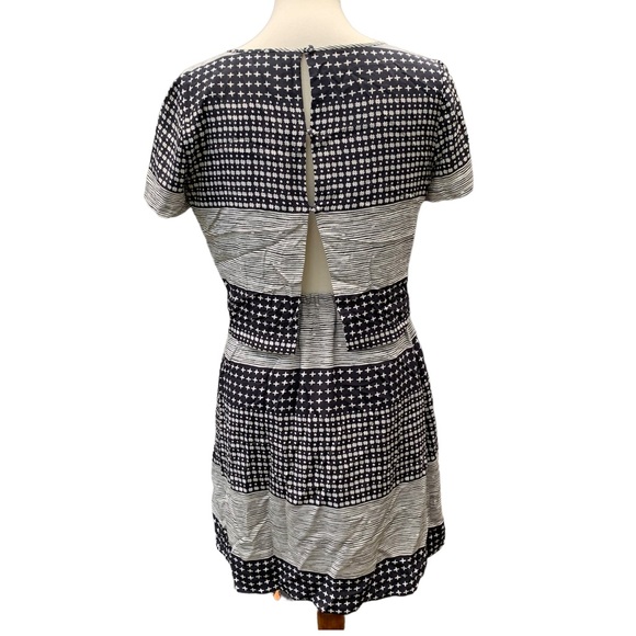 Madewell Black & White 100% Silk Overlay Dress - Picture 4 of 5